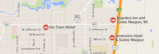 Waupun Wisconsin Hotel Map